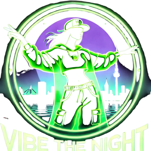 Vibrant neon-style logo of Bartour Hamburg, featuring a person in streetwear dancing against a city skyline, representing the energy and excitement of Hamburg’s nightlife