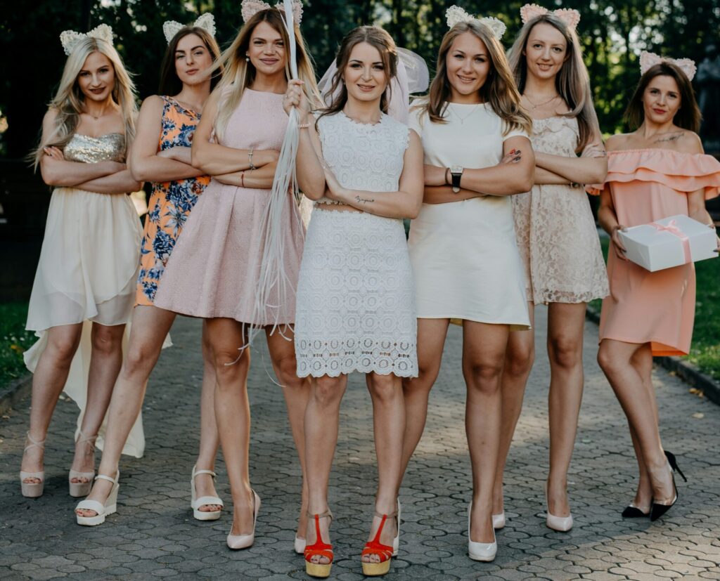 Group of women celebrating a hen / bachelorette party in Hamburg before joining a private pub crawl through St. Pauli and the Reeperbahn nightlife.